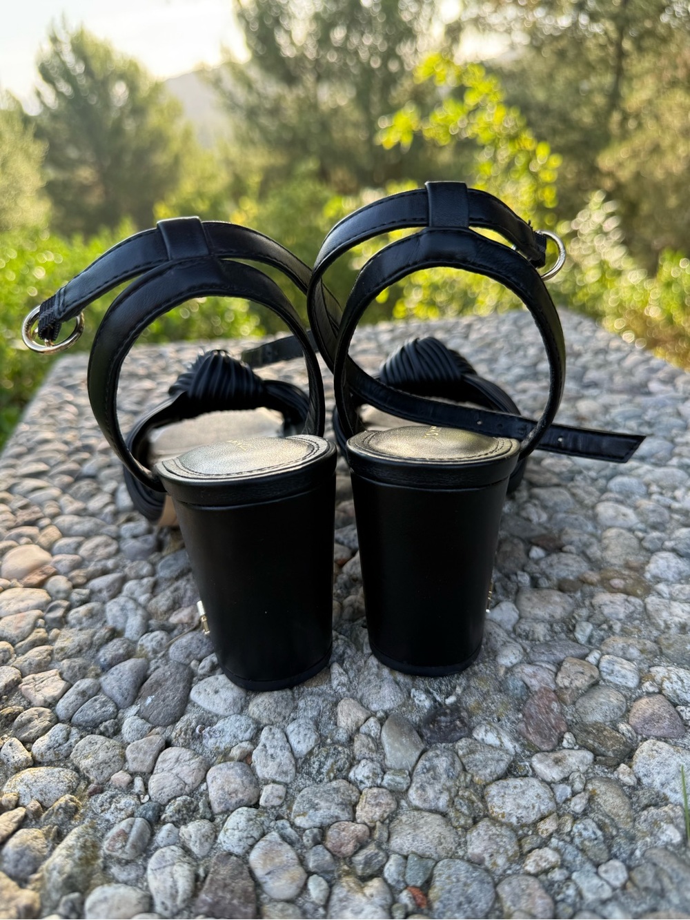 Tommy Hilfiger Black Knotted Strap Ankle-Tie Sandals - Picture 7 of 9